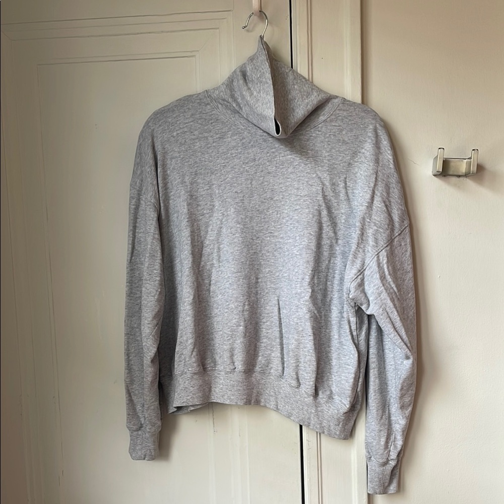 J. Crew Gray High-Neck Sweatshirt French Terry Lightweight Turtleneck Mock Neck